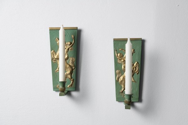 Art Deco Swedish Sconces, 1920s, Set of 2-MJF-1392880