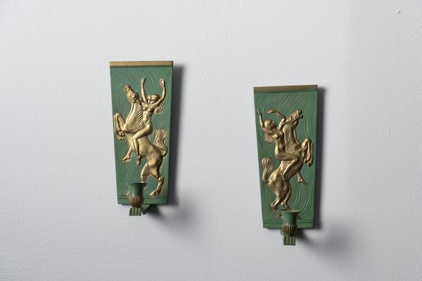 Art Deco Swedish Sconces, 1920s, Set of 2-MJF-1392880