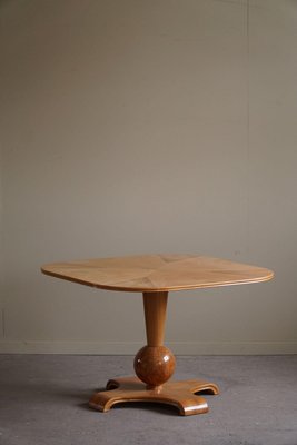 Art Deco Swedish Square Side Table in Elm & Burl by Bertil Söderberg, 1940s-MXF-2024342