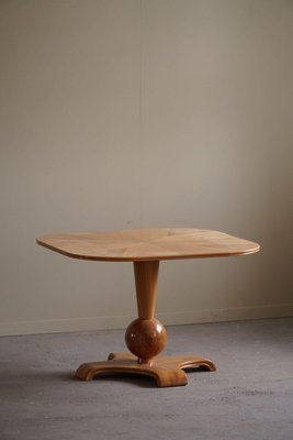 Art Deco Swedish Square Side Table in Elm & Burl by Bertil Söderberg, 1940s-MXF-2024342