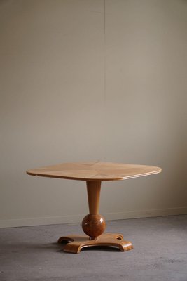 Art Deco Swedish Square Side Table in Elm & Burl by Bertil Söderberg, 1940s-MXF-2024342