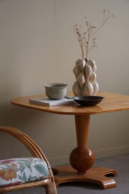 Art Deco Swedish Square Side Table in Elm & Burl by Bertil Söderberg, 1940s-MXF-2024342