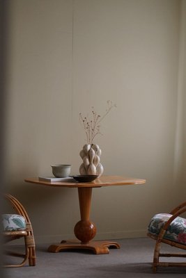 Art Deco Swedish Square Side Table in Elm & Burl by Bertil Söderberg, 1940s-MXF-2024342