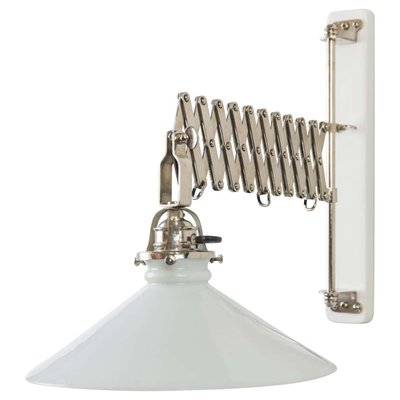 Art Deco Swiveling and Extendable Nickel Wall Lamp with Glass Shade, 1920s-SPD-1130983