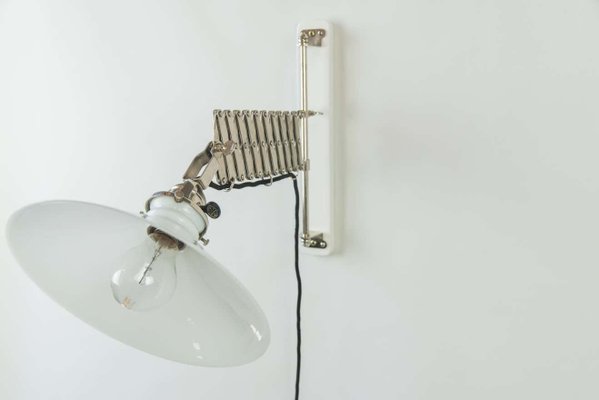 Art Deco Swiveling and Extendable Nickel Wall Lamp with Glass Shade, 1920s-SPD-1130983