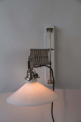 Art Deco Swiveling and Extendable Nickel Wall Lamp with Glass Shade, 1920s-SPD-1130983