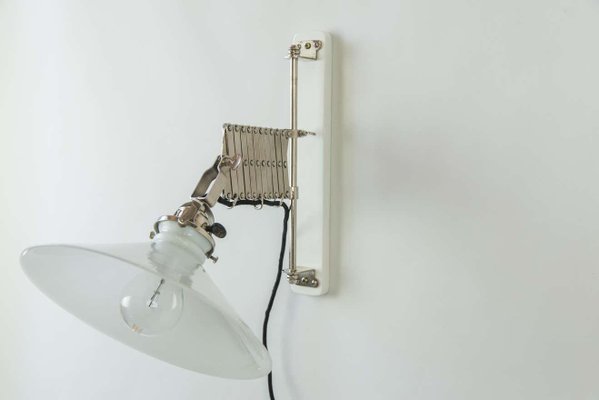 Art Deco Swiveling and Extendable Nickel Wall Lamp with Glass Shade, 1920s-SPD-1130983