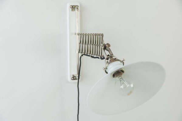 Art Deco Swiveling and Extendable Nickel Wall Lamp with Glass Shade, 1920s-SPD-1130983