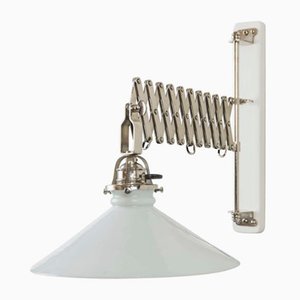 Art Deco Swiveling and Extendable Nickel Wall Lamp with Glass Shade, 1920s-SPD-1130983