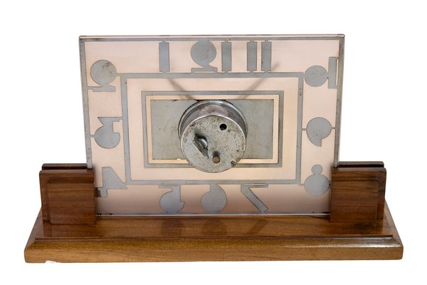 Art Deco Table Clock with Rosaline Glass and Numerals, 1930s-CXC-1748802