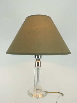 Art Deco Table Lamp Ground Glass with Fabric Screen, 1920s