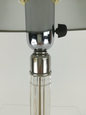 Art Deco Table Lamp Ground Glass with Fabric Screen, 1920s-KDB-1293068