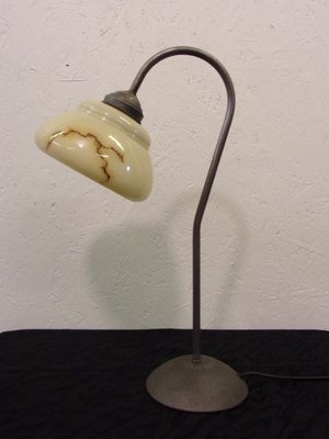 Art Deco Table Lamp In Patinated Metal-SHD-773442