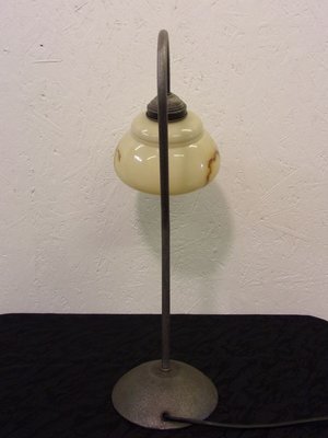 Art Deco Table Lamp In Patinated Metal-SHD-773442