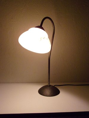 Art Deco Table Lamp In Patinated Metal-SHD-773442