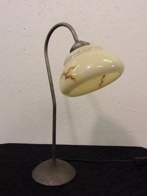 Art Deco Table Lamp In Patinated Metal-SHD-773442