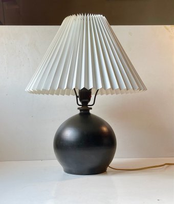 Art Deco Table Lamp in Satin Black Ceramic from Aluminia, 1920s-LCR-1260985