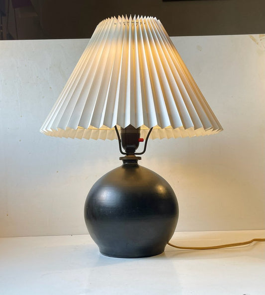 Art Deco Table Lamp in Satin Black Ceramic from Aluminia, 1920s