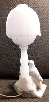 Art Deco Table Lamp in White Alabaster & Marble, 1930s-HOI-1194116