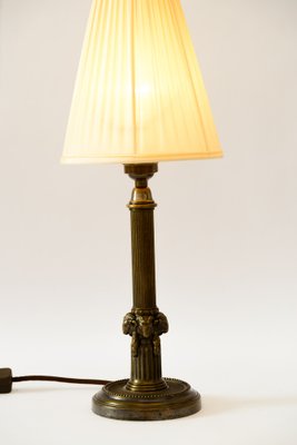 Art Deco Table Lamp with Capricorn Head & Fabric Shade, Vienna, 1920s-SPD-1723213