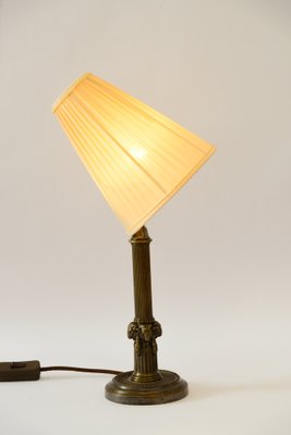 Art Deco Table Lamp with Capricorn Head & Fabric Shade, Vienna, 1920s-SPD-1723213