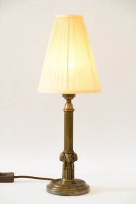 Art Deco Table Lamp with Capricorn Head & Fabric Shade, Vienna, 1920s-SPD-1723213