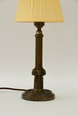 Art Deco Table Lamp with Capricorn Head & Fabric Shade, Vienna, 1920s-SPD-1723213