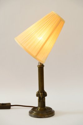 Art Deco Table Lamp with Capricorn Head & Fabric Shade, Vienna, 1920s-SPD-1723213