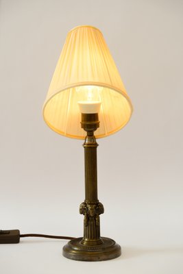 Art Deco Table Lamp with Capricorn Head & Fabric Shade, Vienna, 1920s-SPD-1723213