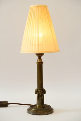 Art Deco Table Lamp with Capricorn Head & Fabric Shade, Vienna, 1920s-SPD-1723213