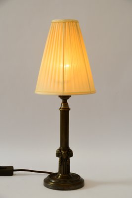 Art Deco Table Lamp with Capricorn Head & Fabric Shade, Vienna, 1920s-SPD-1723213