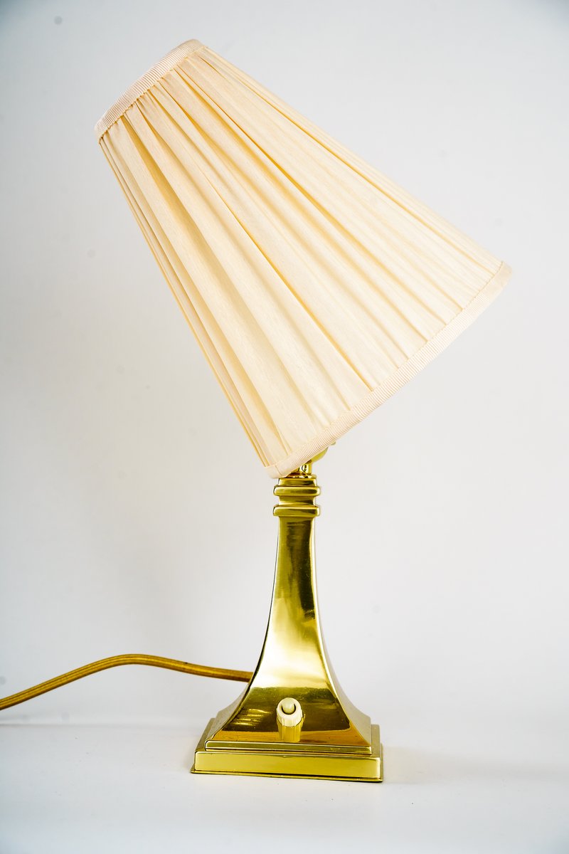 Art Deco Table Lamp with Fabric Shade, 1920s