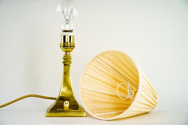 Art Deco Table Lamp with Fabric Shade, 1920s