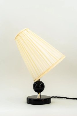 Art Deco Table Lamp with Fabric Shade and Wood Base, 1920s-SPD-1229085