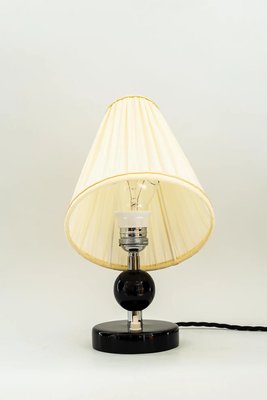 Art Deco Table Lamp with Fabric Shade and Wood Base, 1920s-SPD-1229085