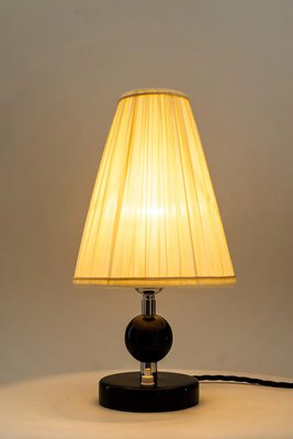 Art Deco Table Lamp with Fabric Shade and Wood Base, 1920s-SPD-1229085