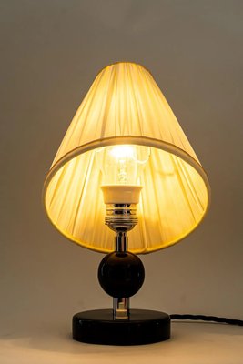 Art Deco Table Lamp with Fabric Shade and Wood Base, 1920s-SPD-1229085