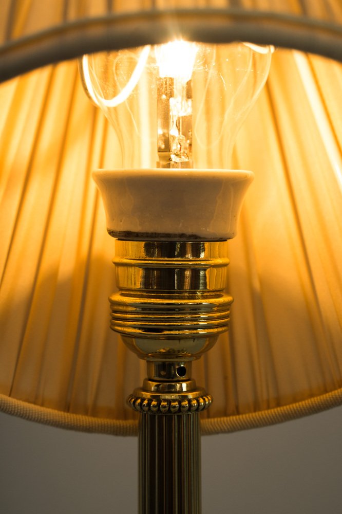 Art Deco Table Lamp with Fabric Shade, Vienna, 1920s