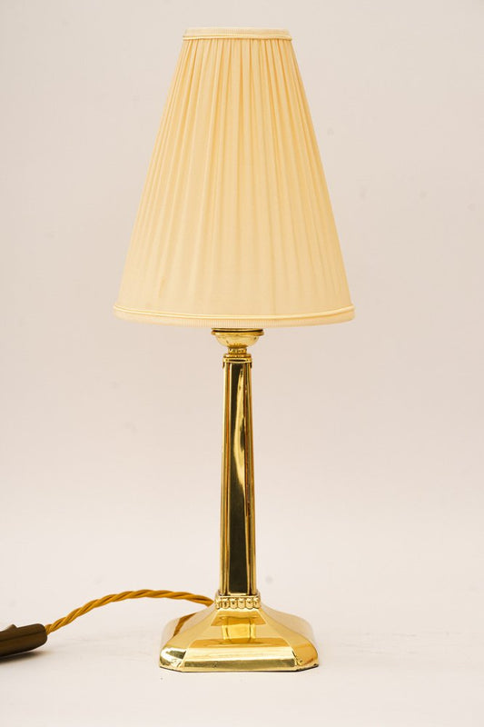 Art Deco Table Lamp with Fabric Shade, Vienna, 1920s