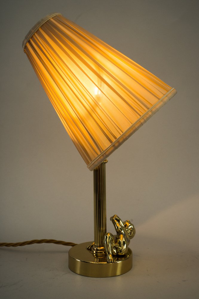 Art Deco Table Lamp with Fabric Shade, Vienna, 1920s