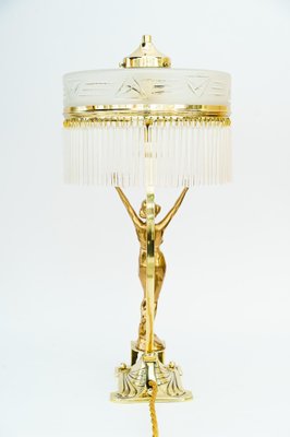 Art Deco Table Lamp with Tin Figurine and Glass Shade, Vienna, Austria, 1920s-SPD-1766193