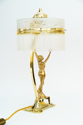 Art Deco Table Lamp with Tin Figurine and Glass Shade, Vienna, Austria, 1920s-SPD-1766193