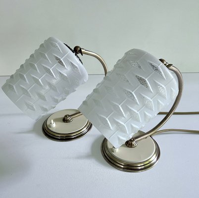 Art Deco Table Lamps in Brass and Glass, Set of 2-GUT-2036705