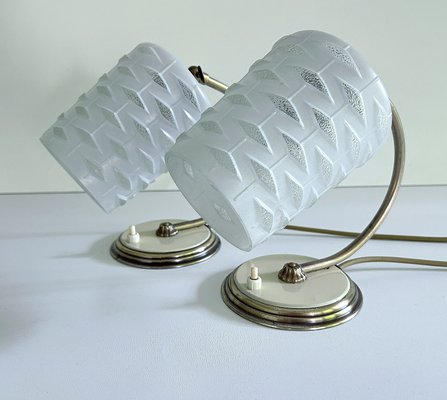 Art Deco Table Lamps in Brass and Glass, Set of 2-GUT-2036705