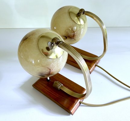 Art Deco Table Lamps in Brass and Marble Glass, Set of 2-GUT-2021136