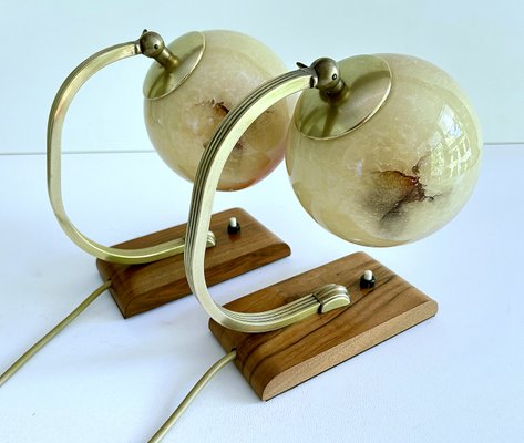 Art Deco Table Lamps in Brass and Marble Glass, Set of 2-GUT-2021136