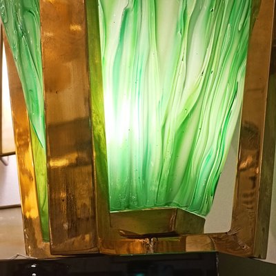 Art Deco Table Lamps in Green Murano Crystal Glass, Set of 2-RFP-2019734