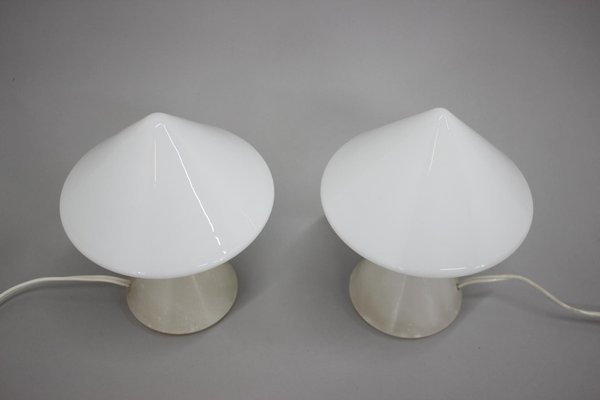 Art Deco Table Lamps with Alabaster Bases, Czechoslovakia, 1940s, Set of 2-TZ-1274095