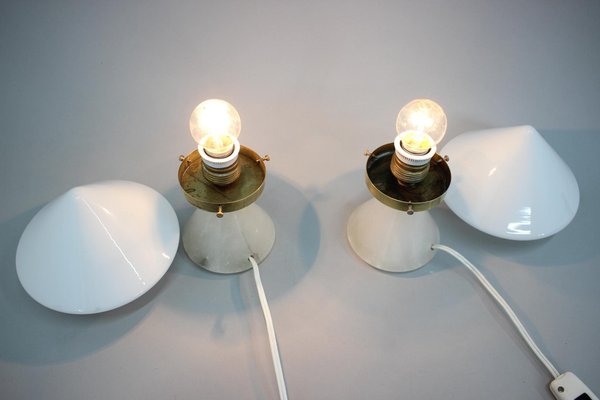 Art Deco Table Lamps with Alabaster Bases, Czechoslovakia, 1940s, Set of 2-TZ-1274095