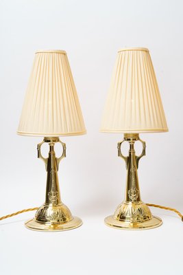 Art Deco Table Lamps with Fabric Shades, 1920s, Set of 2-SPD-1723933